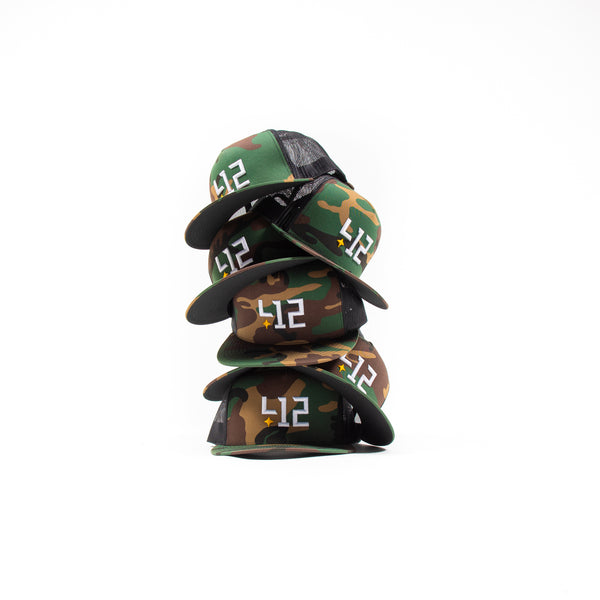 412® Premium Woodland Camo Mesh Snapback – Shop 412