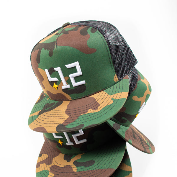 412® Premium Woodland Camo Mesh Snapback – Shop 412