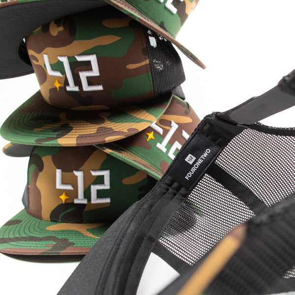412® Premium Woodland Camo Mesh Snapback – Shop 412