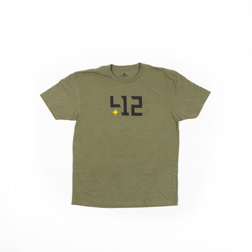 412® Core Tee - Olive - Black/Yellow Logo