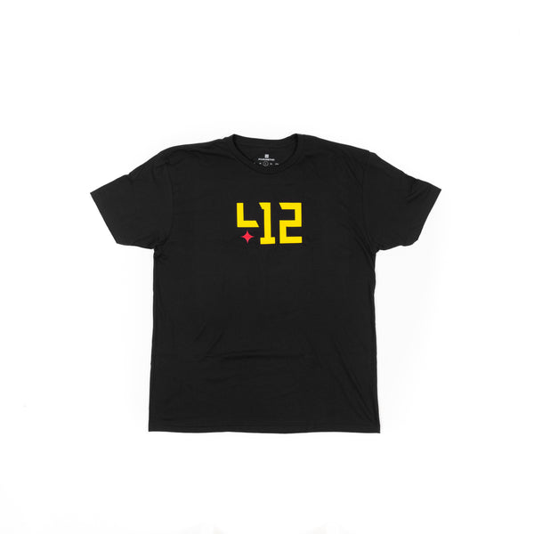 412® Core Tee - Black - Yellow/Red Logo